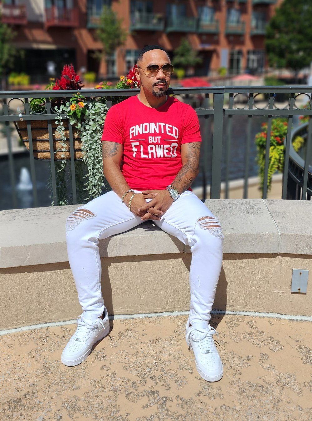 Image of Anointed But Flawed T-Shirt/Red & White
