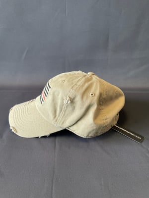 Image of American Flag Light Brown distressed cap