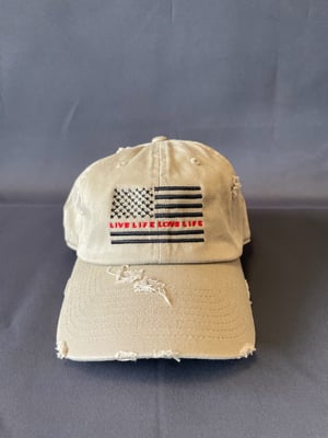 Image of American Flag Light Brown distressed cap