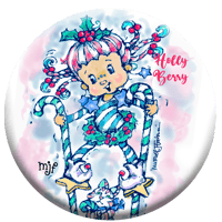 Holly Berry Christmas Elf 2" Button