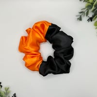 Image 2 of Black and Orange Satin Scrunchie
