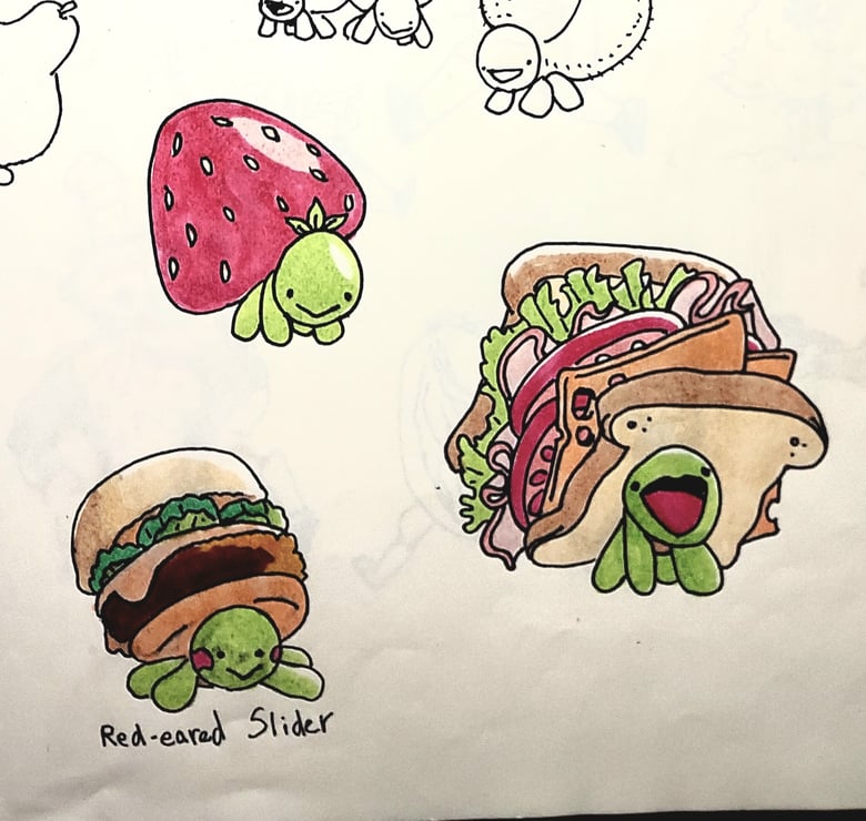 Image of 7x10 Sketchbook Page Sandwich Turts