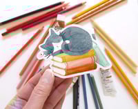 Image 5 of Cat and Books Sticker 
