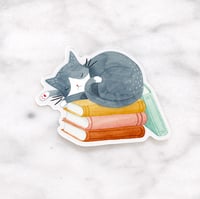 Image 3 of Cat and Books Sticker 