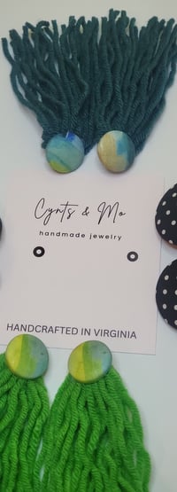 Image 2 of Button Tassel Earrings 