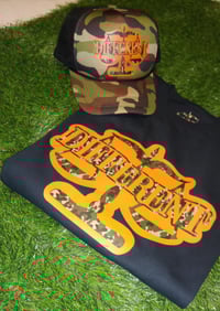 Image 1 of CAMOUFLAGE/BLACK /ORANGE "DIFFERENT"⚖️ Tshirt + Hat Set