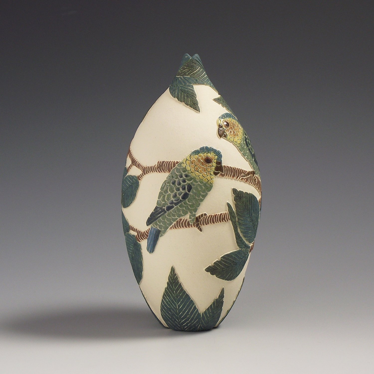 Image of Pygmy Parrot & Oak sgraffito vessel