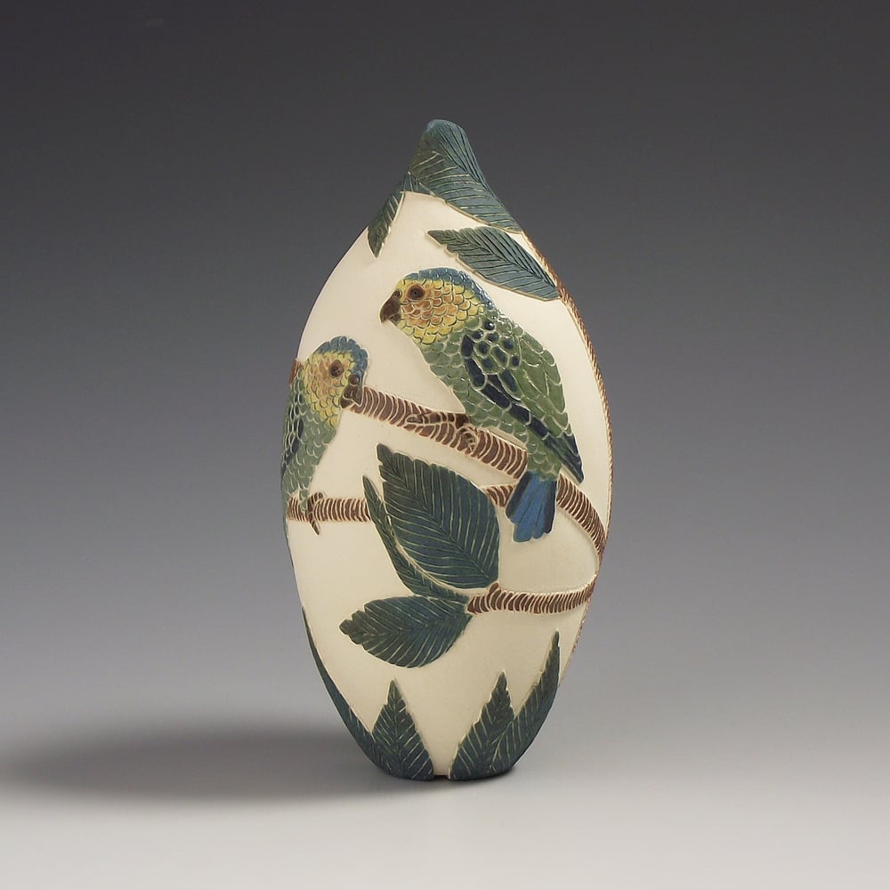 Image of Pygmy Parrot & Oak sgraffito vessel