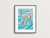 Seagull over Ocean print DIN A4