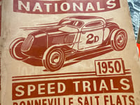 Image 2 of Bonneville Nationals aged Linocut Print (Maroon Ink on 170gr kraft paper edition) FREE SHIPPING