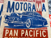 Image 2 of 1951 Motorama Mercury aged Linocut Print (Blue Merc Edition) FREE SHIPPING