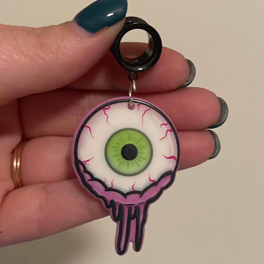 Image of Creepy Eyeball Tunnel Dangles (sizes 2g-2”)