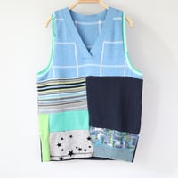 Image 3 of patchwork blues stars green vneck adult m medium courtneycourtney top sweater vest