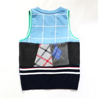 Image 2 of patchwork blues stars green vneck adult m medium courtneycourtney top sweater vest