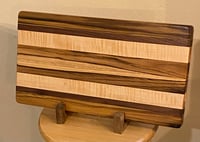 Image 1 of Teak, Curly Maple and Walnut Cutting board - Ready to ship!