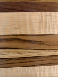 Image 4 of Teak, Curly Maple and Walnut Cutting board - Ready to ship!