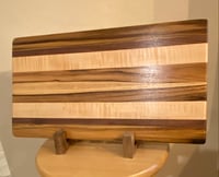 Image 5 of Teak, Curly Maple and Walnut Cutting board - Ready to ship!