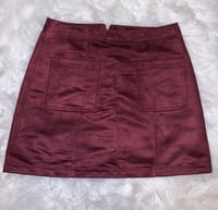 Image 2 of Burgundy Suede Mini Skirt - Size: 10