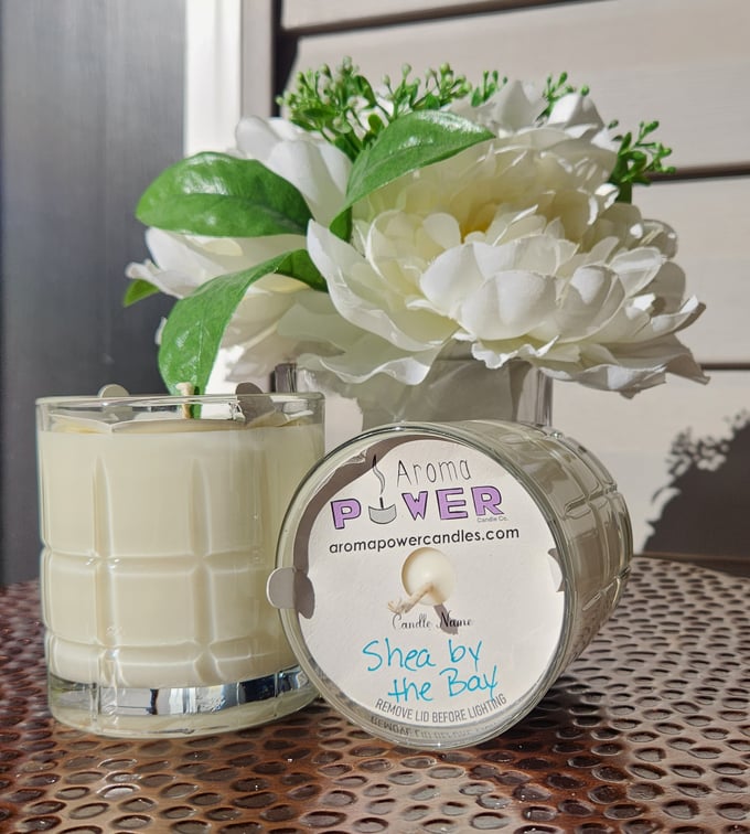 Image of Shea by the Bay Candle in Reusable Whiskey Rocks Glass