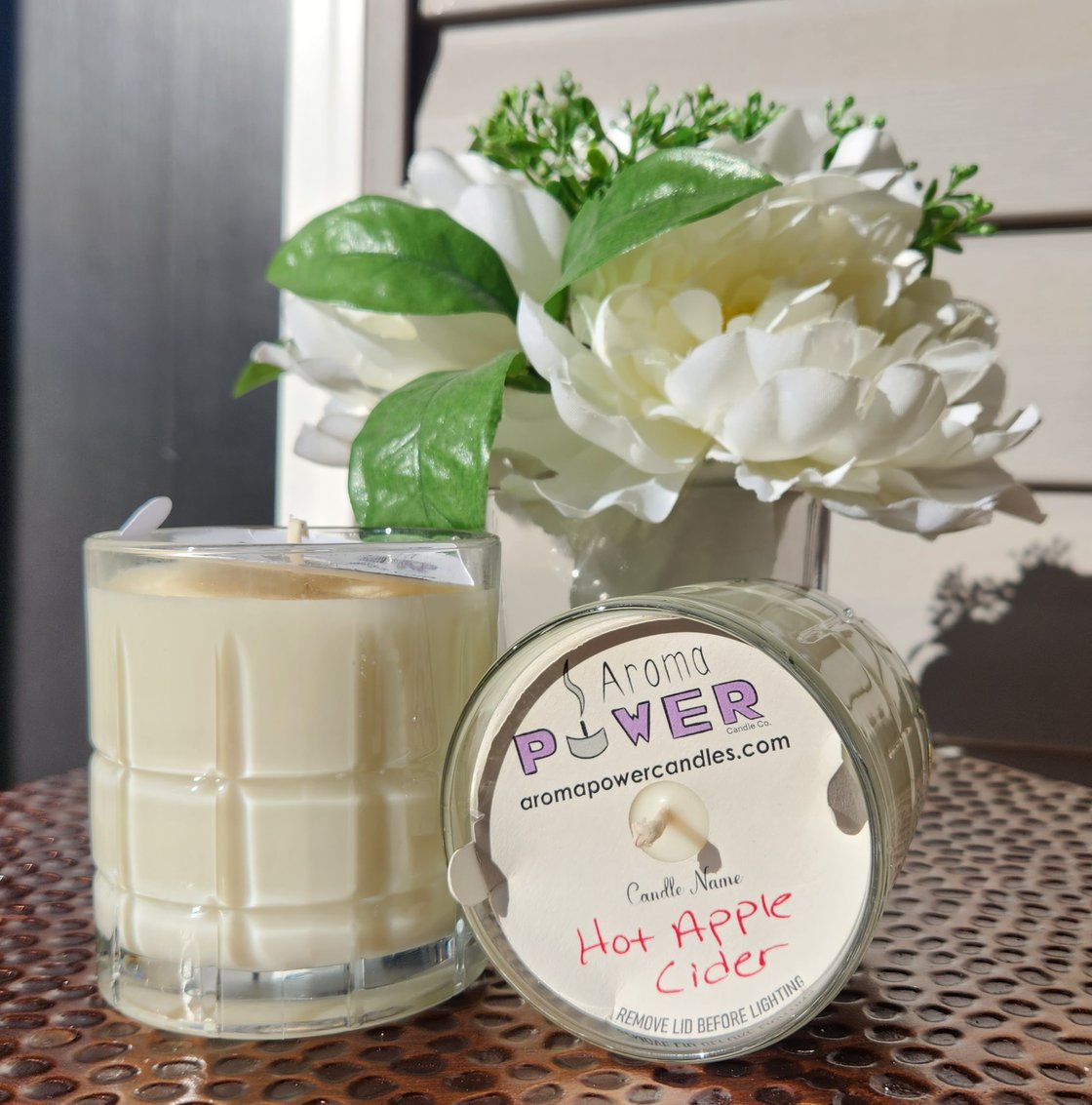 Image of Hot Apple Cider Candle in Reusable Whiskey Rocks Glass