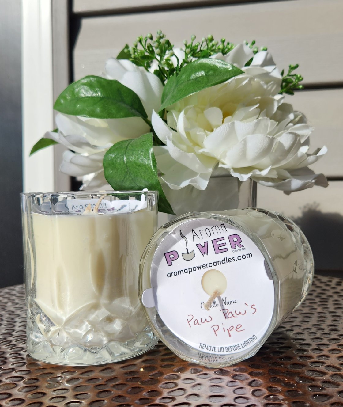 Image of Paw Paw's Pipe Candle in Reusable Whiskey Rocks Glass