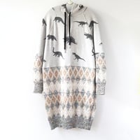 Image 1 of dinosaurs vintage sweater courtneycourtney adult S M medium hoodie hooded sweatshirt pullover dress