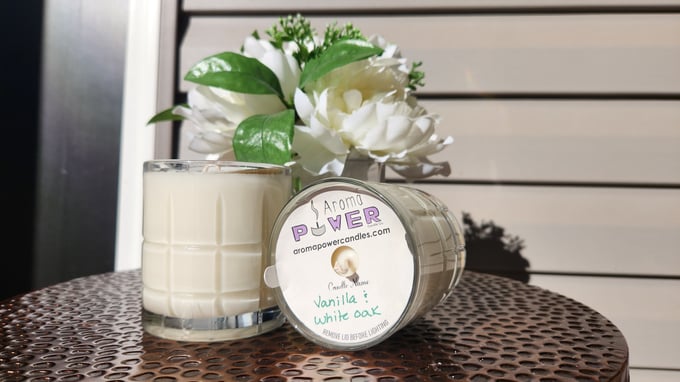 Image of Vanilla & White Oak Candle in Reusable Whiskey Glass