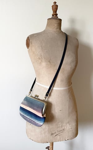 Image of Seascape, velvet shoulder bag with shoulder strap