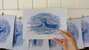 Image 3 of Drowning in the Undertow Linocut Print 