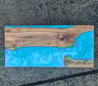 Image 1 of 064-olive wood and laguna pearl blue charcuterie board