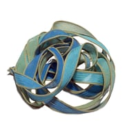 Image 1 of 1PC. BLUE REEF 42" hand dyed wrist wrap bracelet silk ribbon//Yoga wrist wrap bracelet ribbon