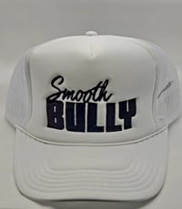 SB Trucker Hat White with Black words