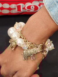 Image 1 of Elephant Pearl Bangle Bracelet