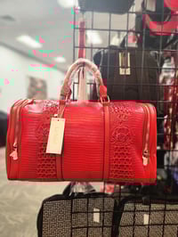 Image 3 of Side embroidered Vegan Leather Duffel Bags