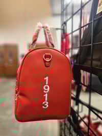 Image 4 of Side embroidered Vegan Leather Duffel Bags