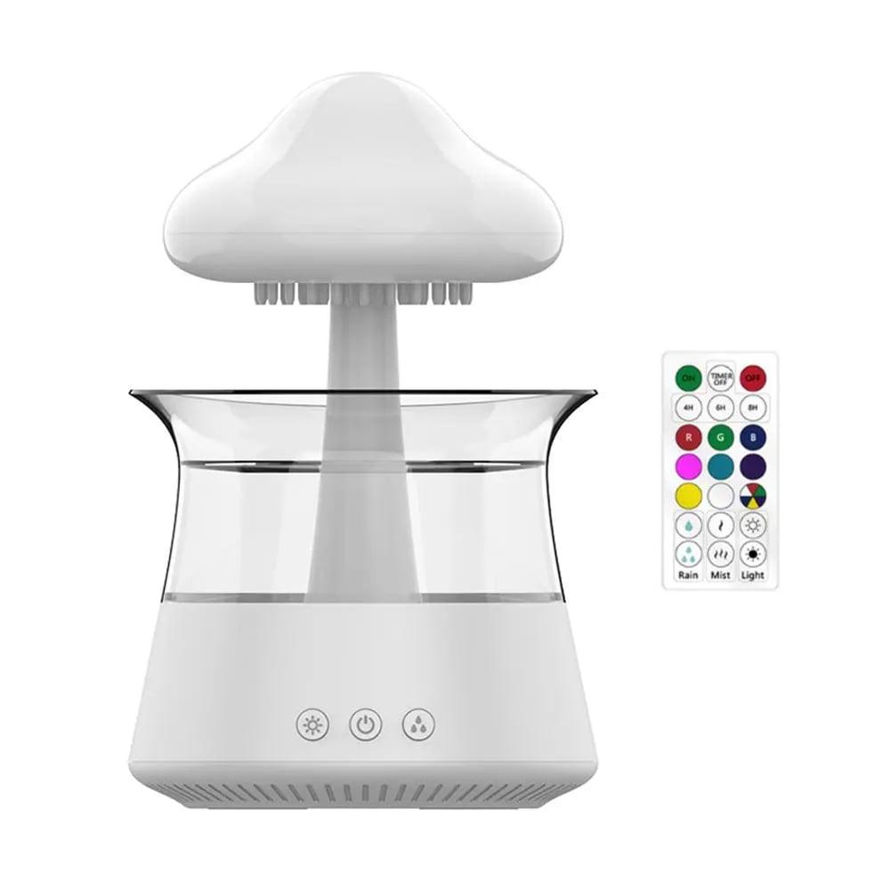 Rain Cloud Mushroom Humidifier Raining Water Drop Sound & 7 Color Led Light Mini Aromatherapy