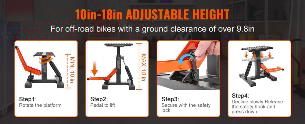 VEVOR Motorcycle Jack Lift Stand 440 lbs Dirt Bike Lift Stand Hydraulic Lift