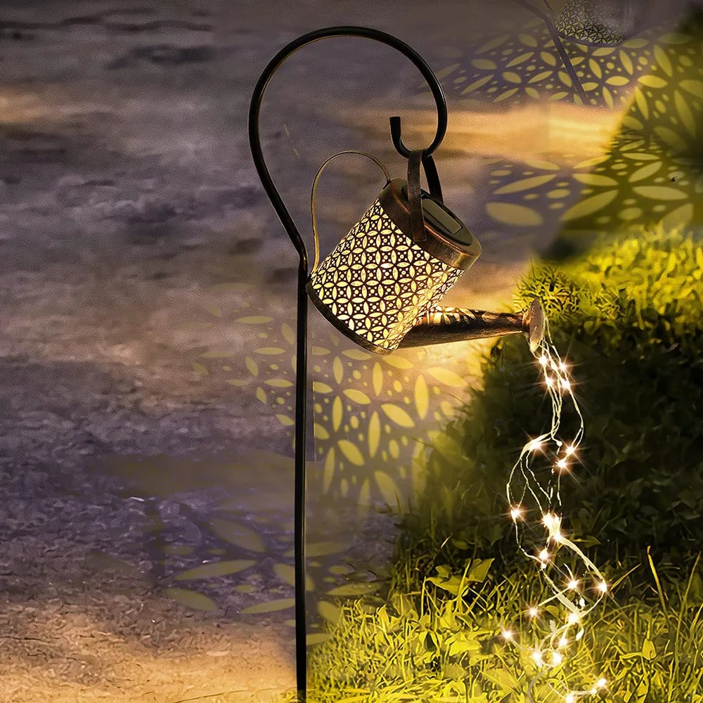 Solar Watering Can Light Hanging Waterfall Lamp