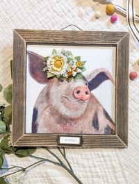 Portrait of a Pig with a Daisy Flower Crown