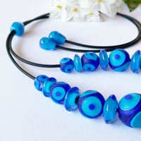 Image 4 of Cobalt/Aqua Adjustable Necklace