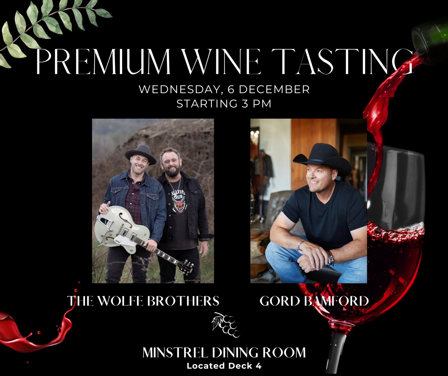 Image of CRUISIN' COUNTRY ARTIST EXPERIENCE: Wine Tasting with The Wolfe Brothers & Gord Bamford