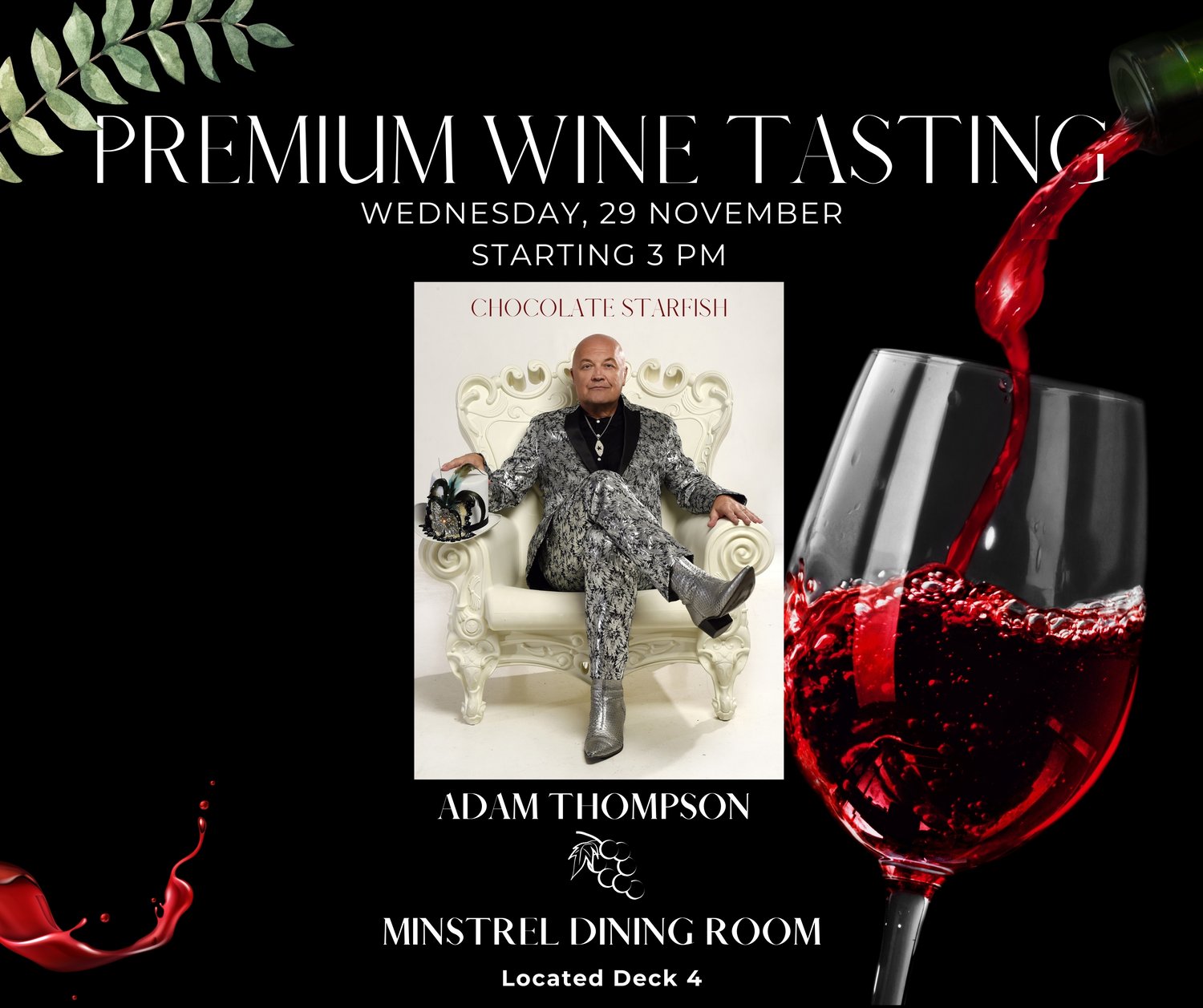 Image of ROCK THE BOAT ARTIST EXPERIENCE: Wine Tasting with Adam Thompson (Chocolate Starfish)