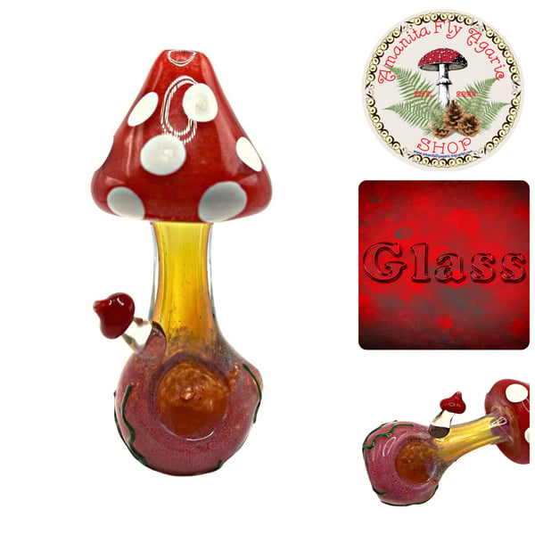 Image of Amanita Mushroom Glass Pipe - Hemp - Tobacco - Cottagecore 🍄