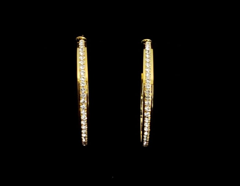 Image of Gold Jumbo Rhinestone Hoops 