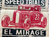 El Mirage Russetta Time Trials 1949 aged Linocut Print (red coupe edition) FREE SHIPPING