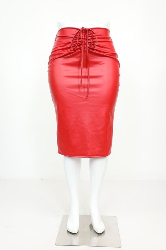 Image of 3PACK SCRUNCH HIGHWAIST FAUX LEATHER SKIRT-RED