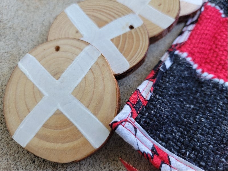 Image of Travel Tic Tac Toe Set, Red & Black, Handmade