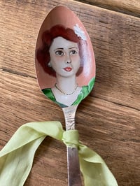 Image 2 of Wall Flower miniature oil painting in antique spoon