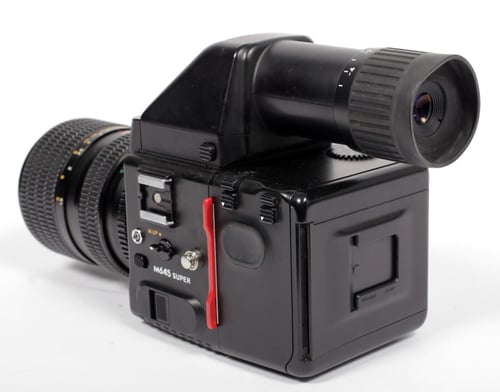 Image of Mamiya Super 645 6X4.5 medium format camera w/ 55-110mm N lens + AE Prism #8405