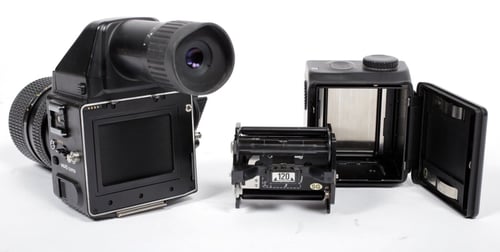 Image of Mamiya Super 645 6X4.5 medium format camera w/ 55-110mm N lens + AE Prism #8405